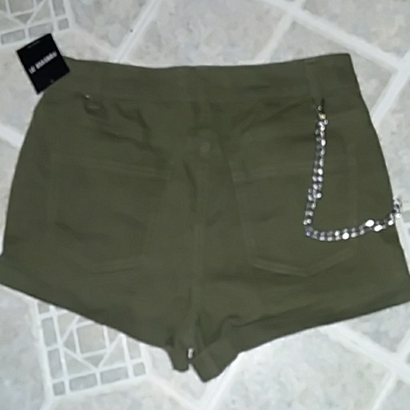 OLIVE GREEN DENIM SHORTS - Picture 2 of 2